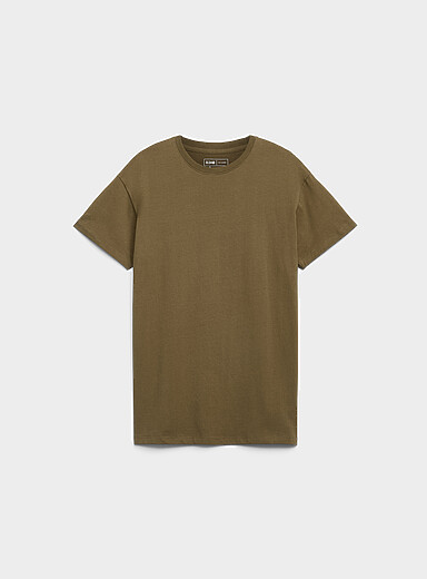 Djab: Le t-shirt col rond coton bio DJAB 101 <b>Coupe allong&eacute;e</b> Kaki - Sauge - Olive pour homme