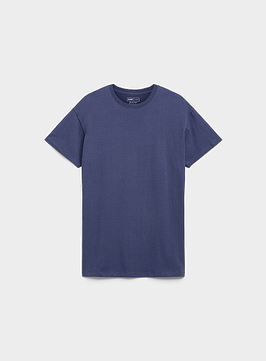 Djab Indigo/Dark Blue Organic cotton crew-neck t-shirt DJAB 101 <b>Longline fit</b> for men