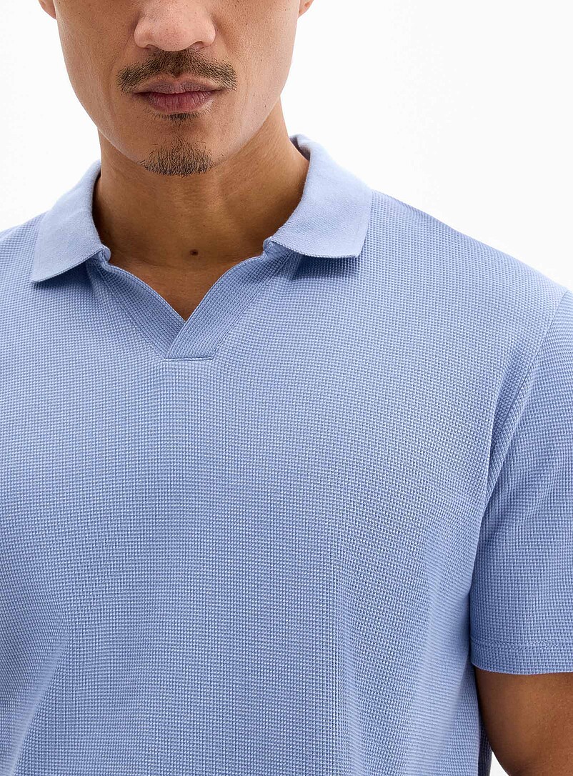 Le 31 Green Waffled Johnny collar polo for men