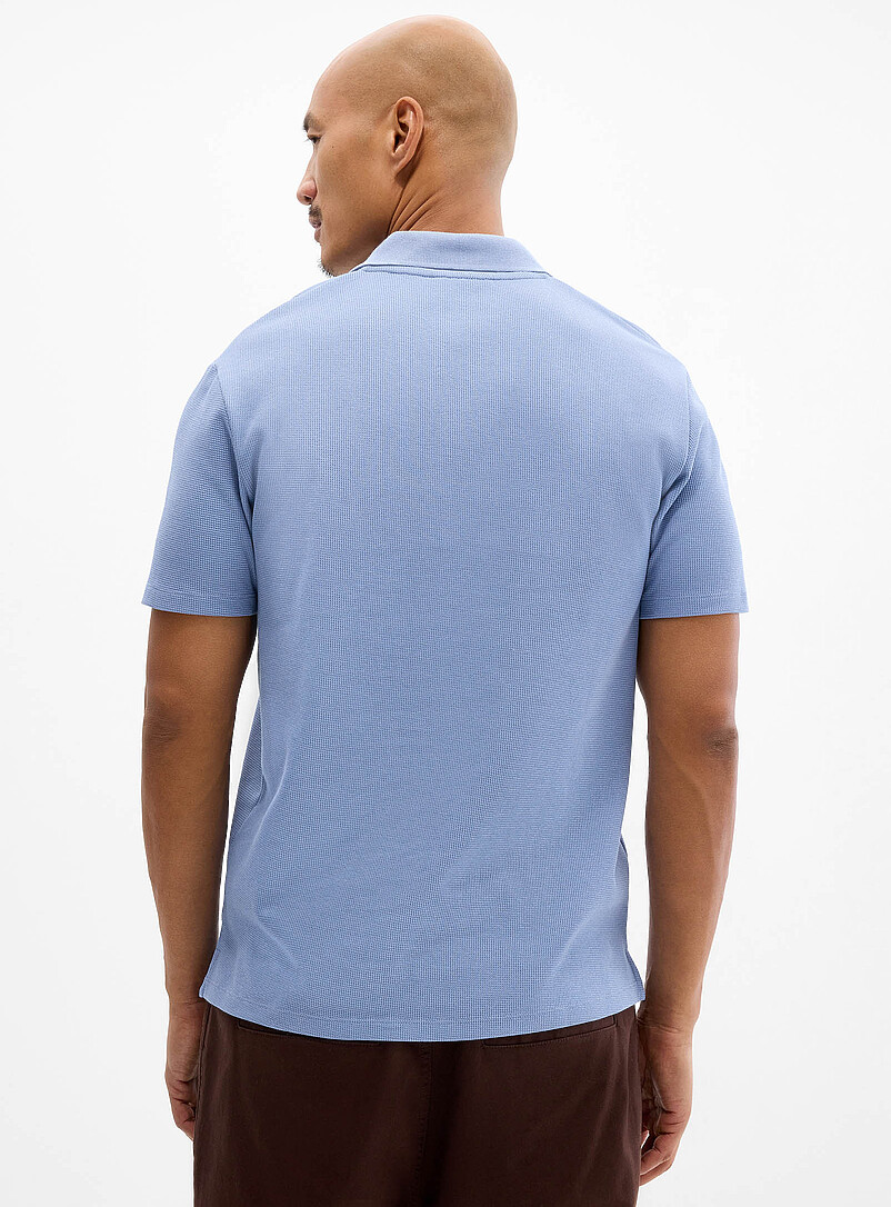 Le 31 Green Waffled Johnny collar polo for men