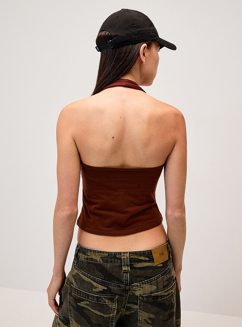 Twik Mossy Green Eyelets halter cami for women