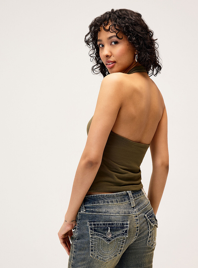 Twik: La camisole licou oeillets Violet pour femme