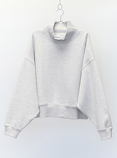Twik: Le sweat molleton col montant <b>Coupe d&eacute;contract&eacute;e</b> Gris pour femme
