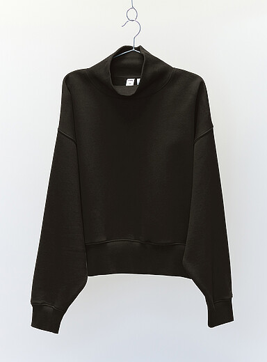 Twik: Le sweat molleton col montant <b>Coupe d&eacute;contract&eacute;e</b> Charbon pour femme
