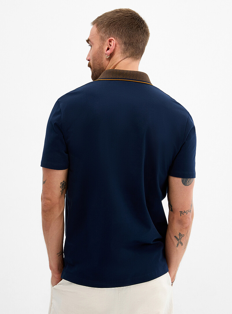 Le 31: Le polo jersey col tricot chevrons Taupe pour homme