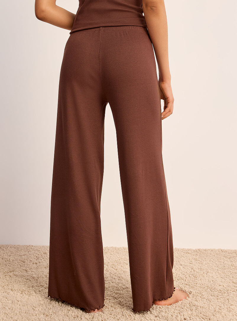 Miiyu x Twik Pink Wavy trim mini-ribbing pyjama pant for women