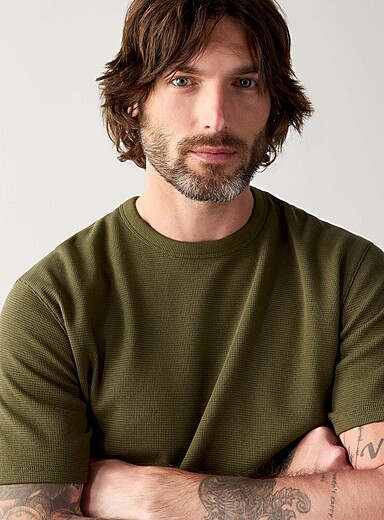 Le t-shirt microgaufr&eacute; <b>Coupe confort</b>