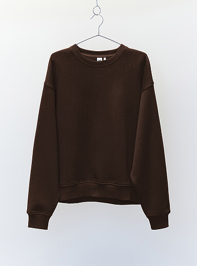 Twik Brown Crew neck fleece sweatshirt <b>Relaxed fit</b> for women
