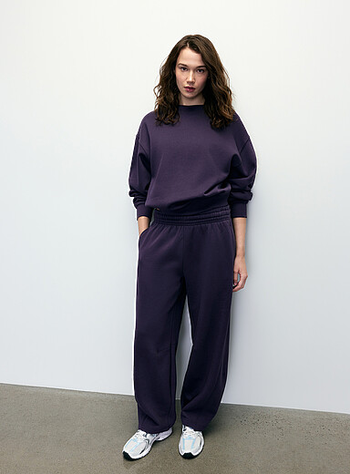 Twik: Le sweat molleton col rond <b>Coupe d&eacute;contract&eacute;e</b> Raisin - Pourpre fonc&eacute; pour femme