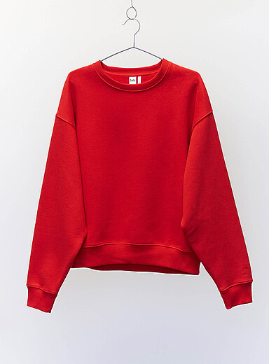 Twik: Le sweat molleton col rond <b>Coupe d&eacute;contract&eacute;e</b> Rouge pour femme