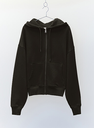 Twik: Le sweat &agrave; capuche zipp&eacute; molleton <b>Coupe d&eacute;contract&eacute;e</b> Charbon pour femme