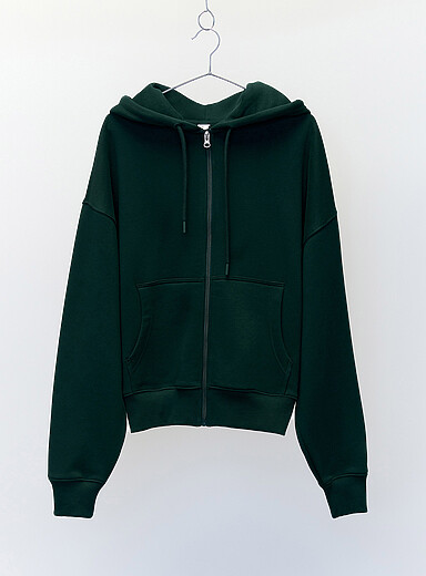 Twik: Le sweat &agrave; capuche zipp&eacute; molleton <b>Coupe d&eacute;contract&eacute;e</b> Vert fonc&eacute; - Mousse pour femme
