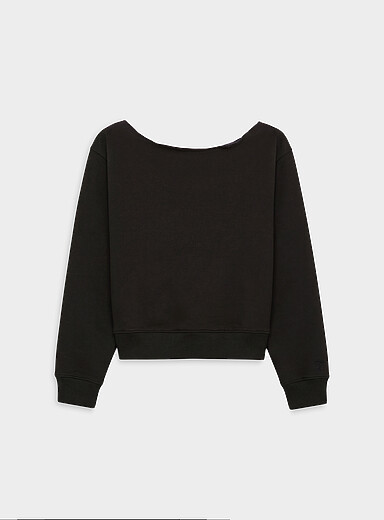 Twik: Le sweat molleton &eacute;paules nues <b>Coupe d&eacute;contract&eacute;e</b> Noir pour femme