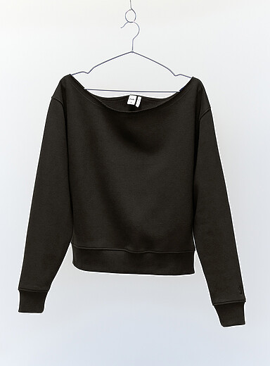 Twik: Le sweat molleton &eacute;paules nues <b>Coupe d&eacute;contract&eacute;e</b> Charbon pour femme