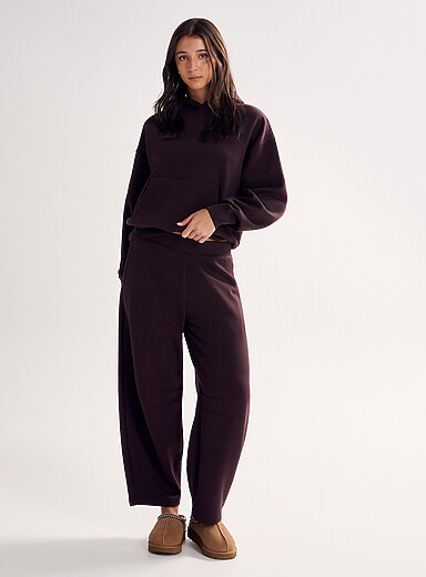 Miiyu x Twik: Le pantalon d&eacute;tente ballon envers molleton Chocolat - Espresso pour femme
