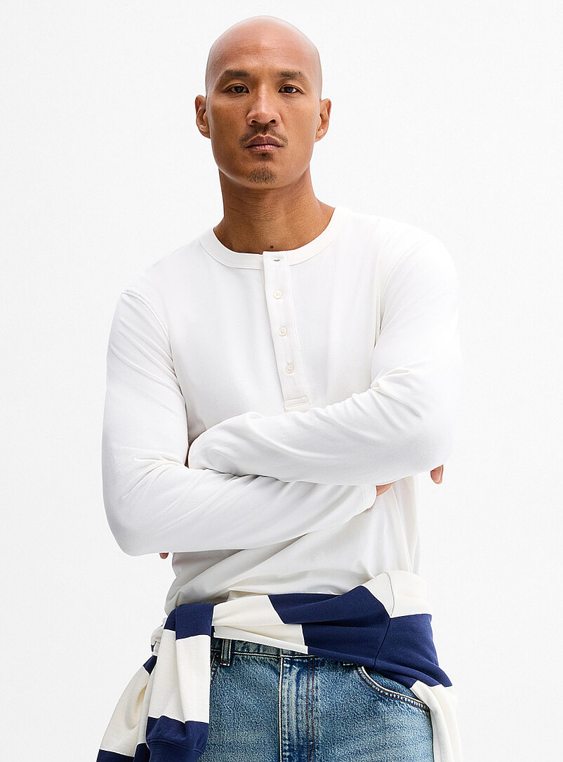 Stretch jersey Henley T-shirt | Le 31 | | Simons