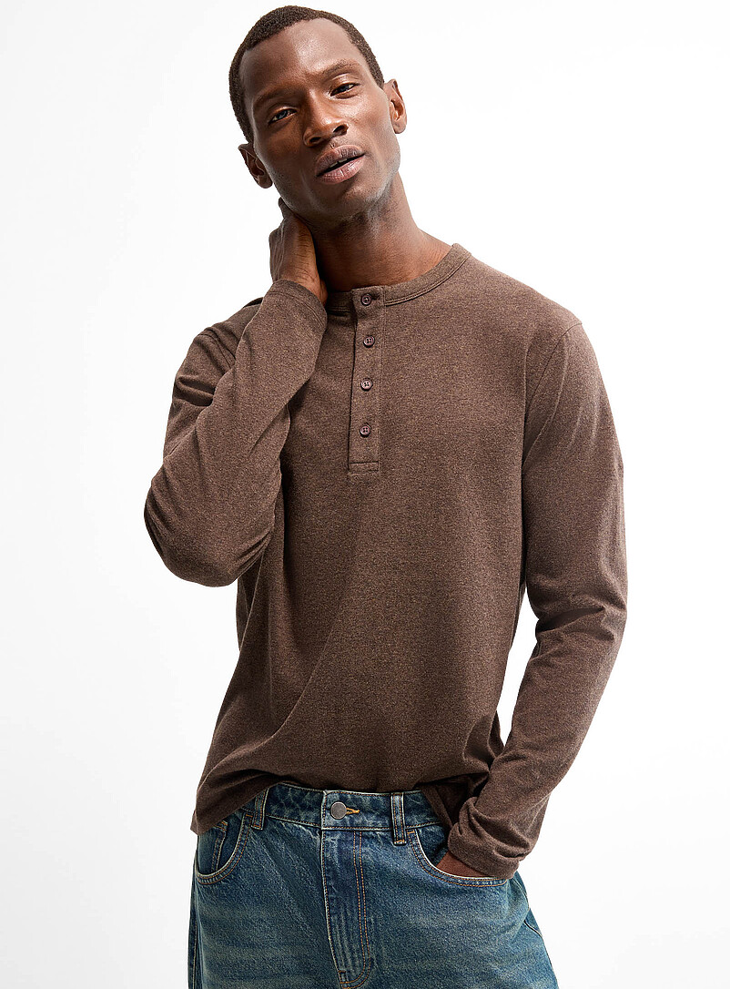 Stretch jersey Henley T-shirt | Le 31 | | Simons