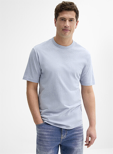 Le 31: Le t-shirt touche de chanvre <b>Coupe d&eacute;contract&eacute;e</b> Bleu p&acirc;le - Bleu ciel pour homme