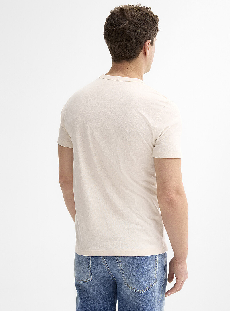 Le 31 Ivory/Cream Beige Hemp and organic cotton T-shirt <b>Slim fit</b> for men