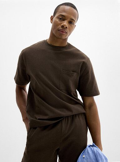 Le 31: Le t-shirt jersey touche de chanvre Brun pour homme