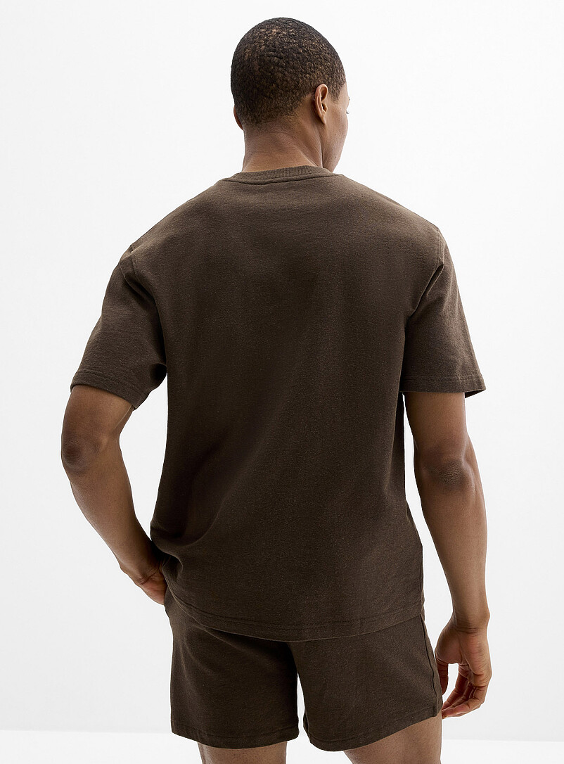 Le 31 Brown Hemp blend jersey T-shirt for men