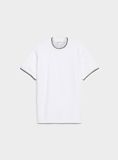 Le 31: Le t-shirt microgaufr&eacute; <b>Coupe ajust&eacute;e</b> Blanc pour homme