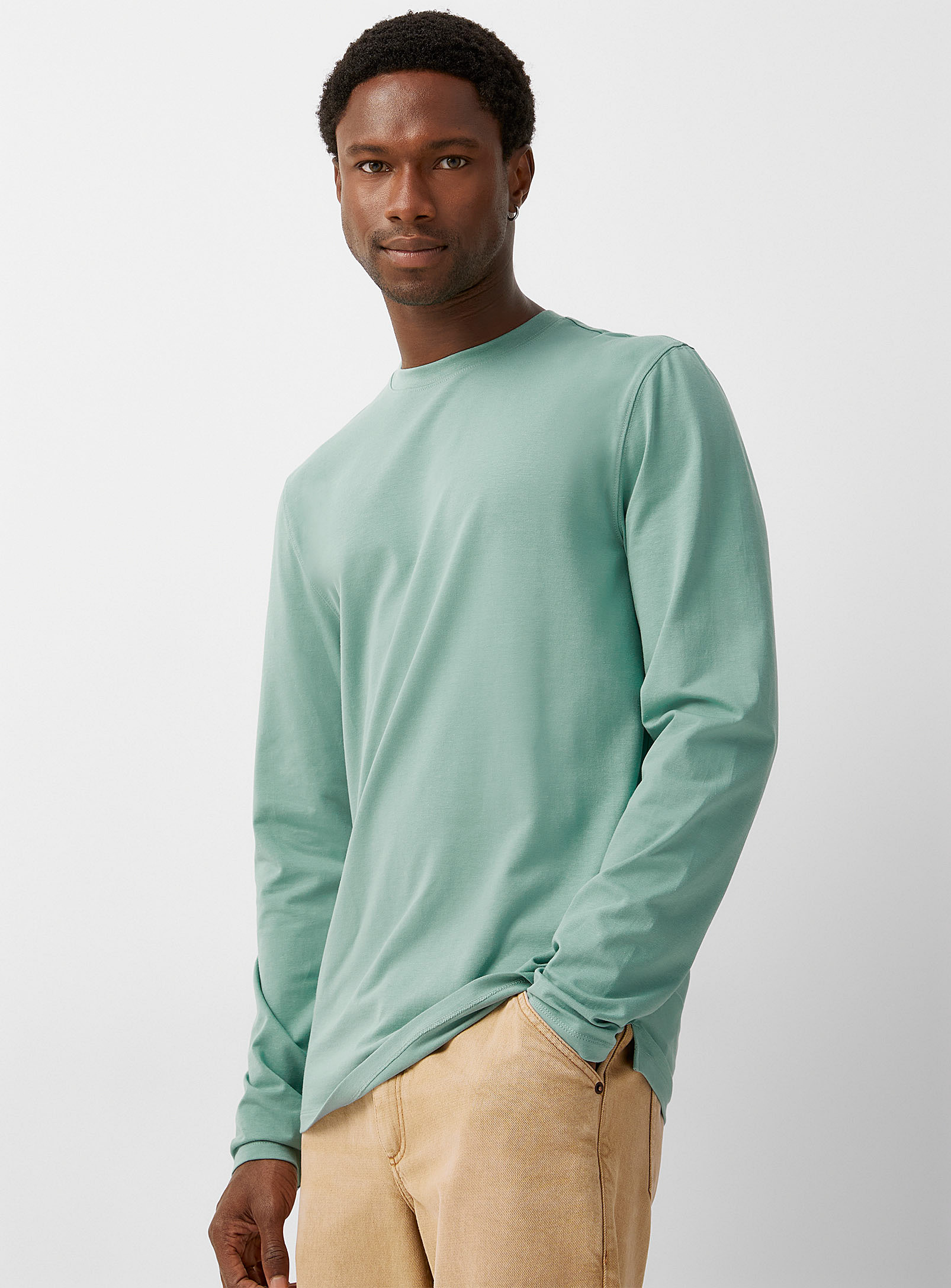 Le 31 Organic Cotton Long-sleeve T-shirt In Lime Green