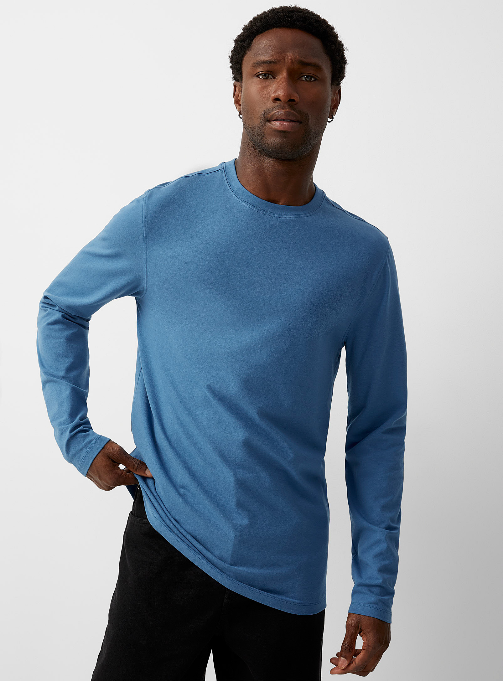 Le 31 Organic Cotton Long-sleeve T-shirt In Blue