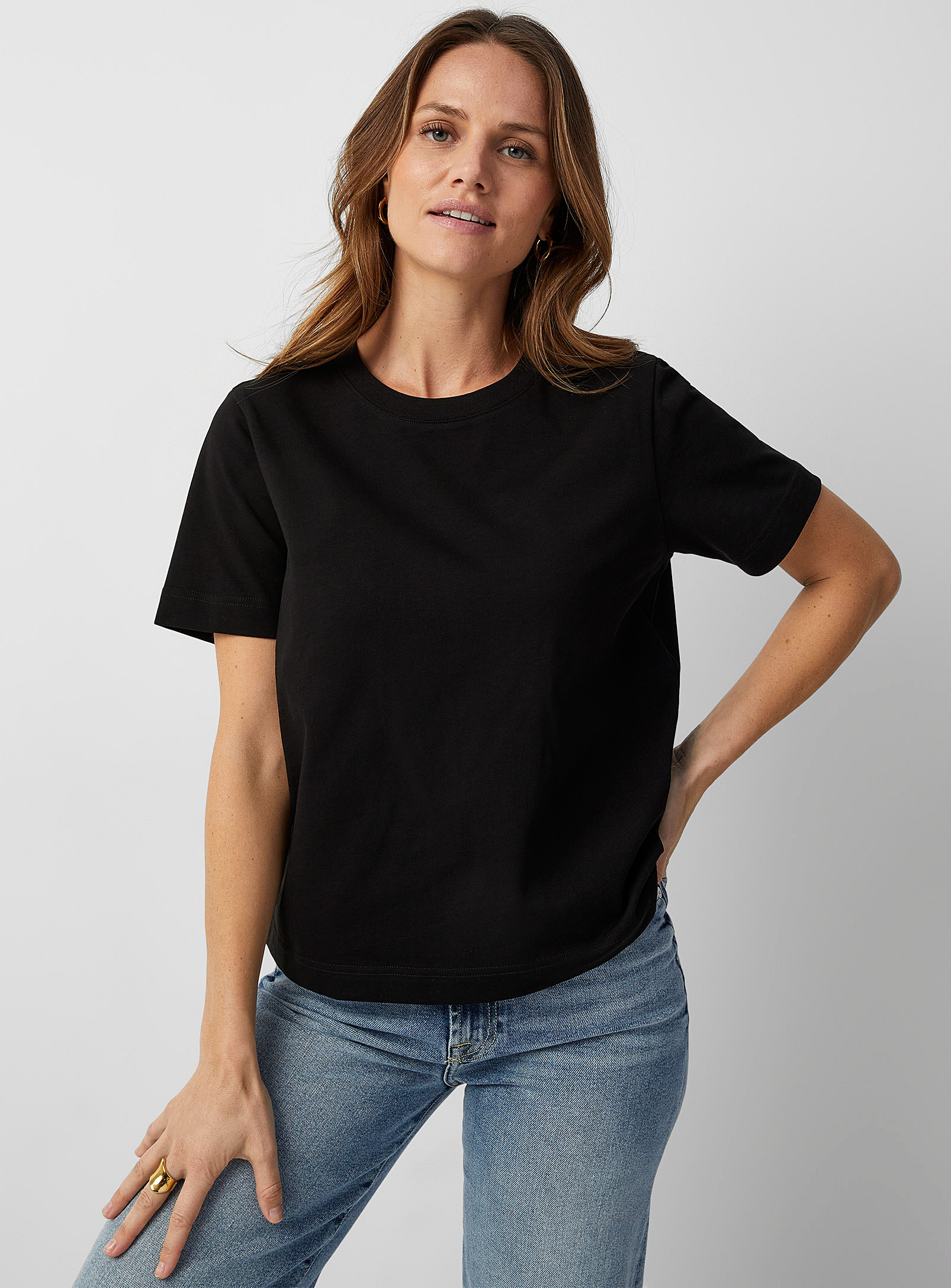 Contemporaine Thick Jersey Boxy T-shirt In Black