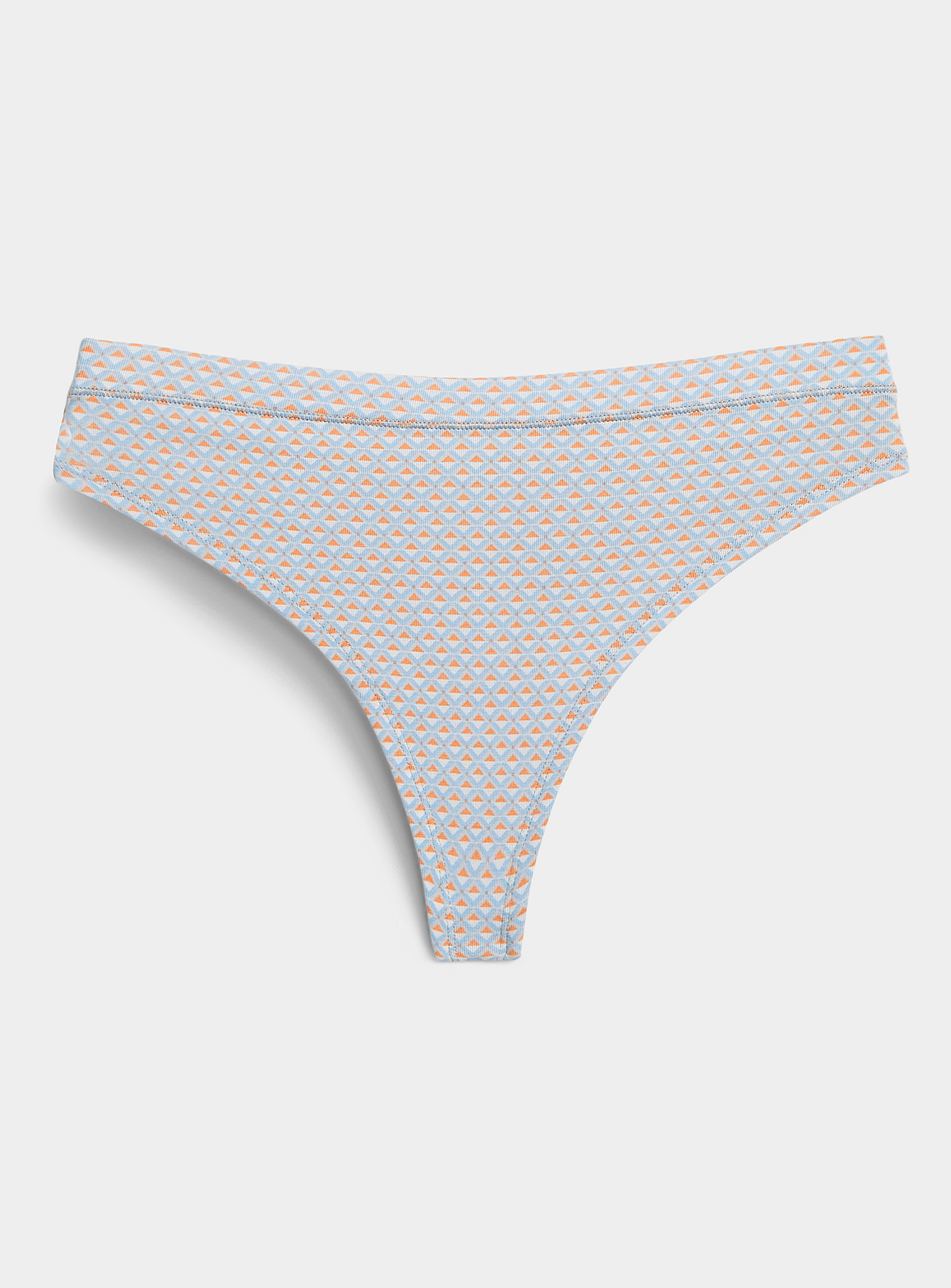 Miiyu Colourful Organic Cotton And Modal Thong In Patterned Orange