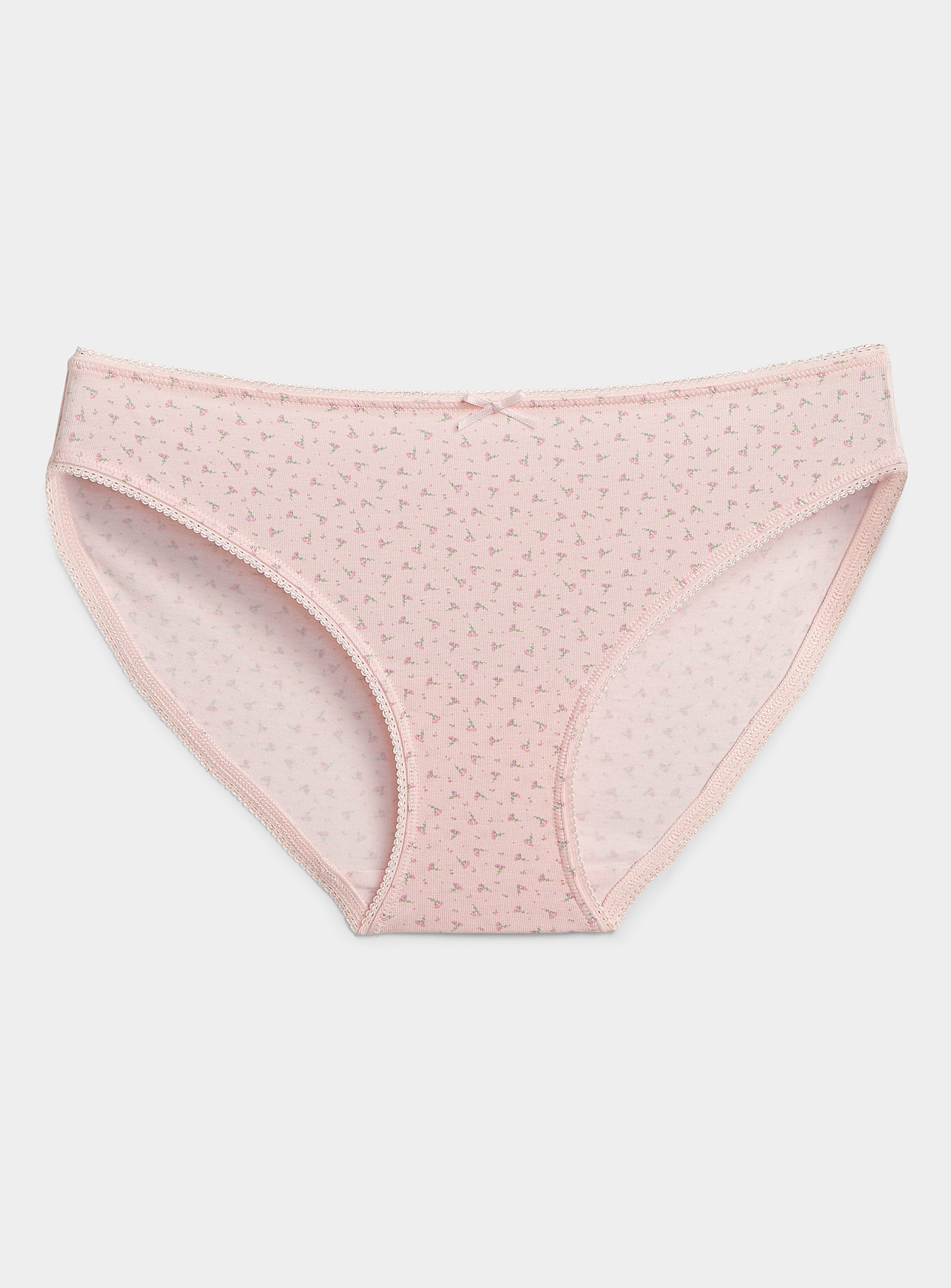 Miiyu Scalloped Edging Modal And Organic Cotton Bikini Panty In Pink