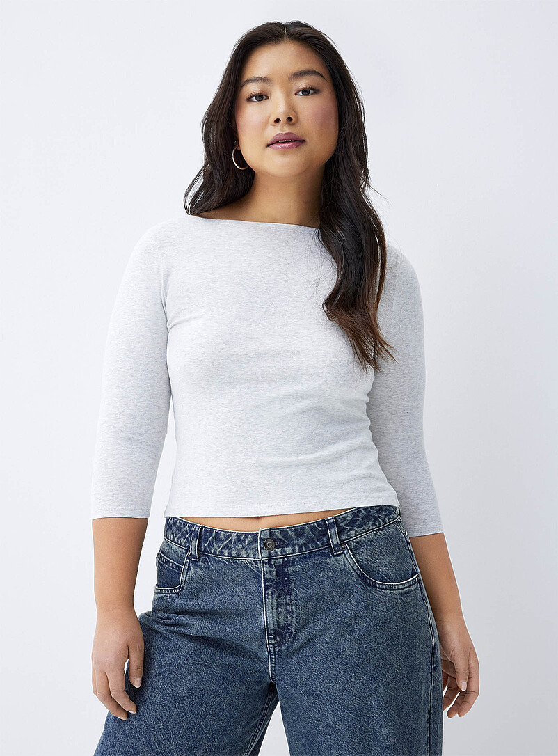 3/4-sleeve boat-neck tee product image (primary)