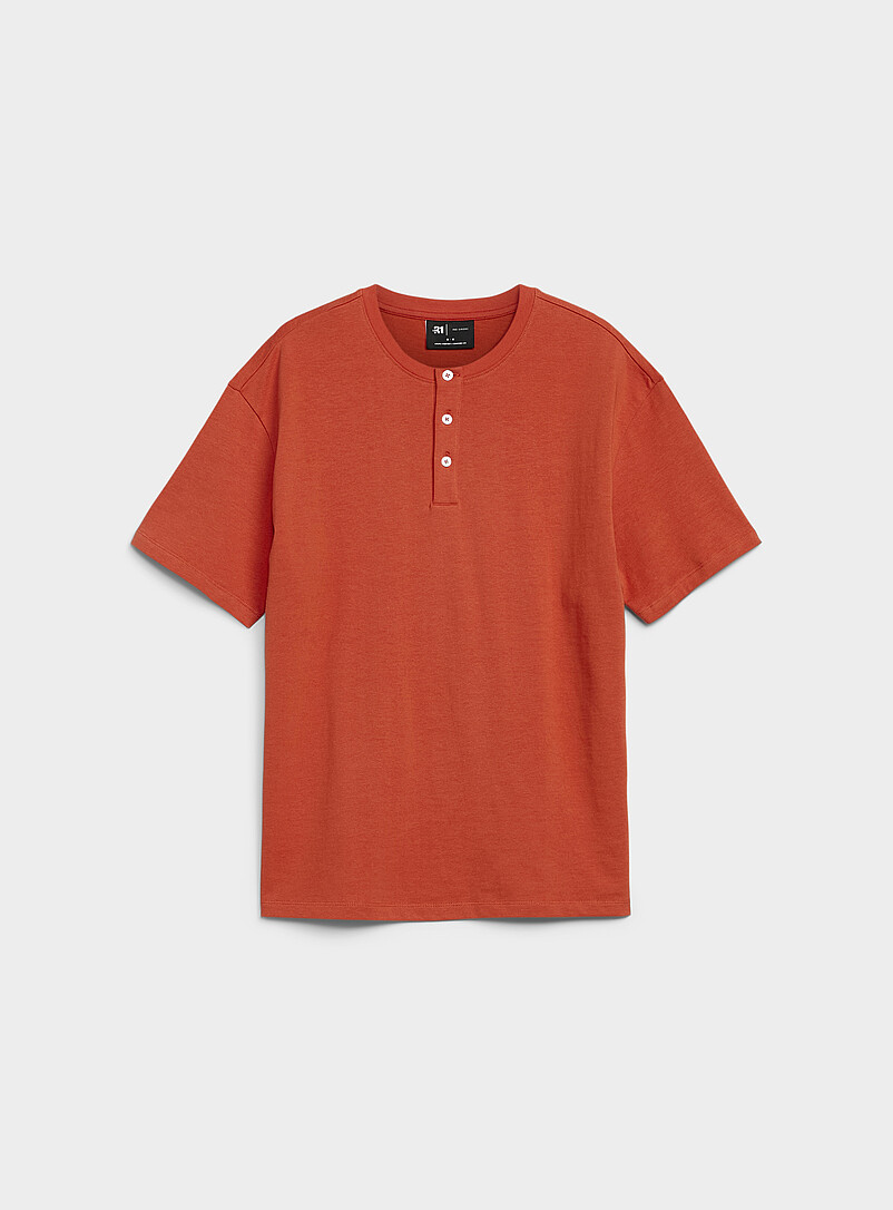 100% Organic Cotton Henley T-Shirt Comfort Fit
