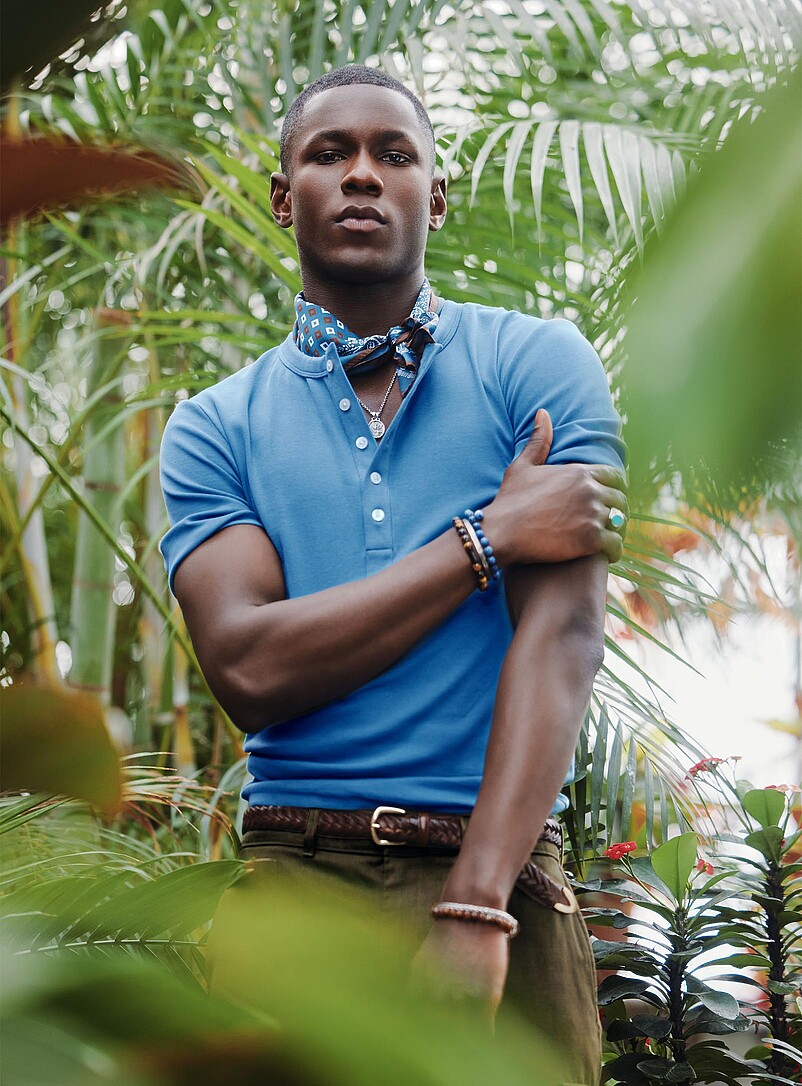 Stretch Jersey Henley T-Shirt Slim Fit