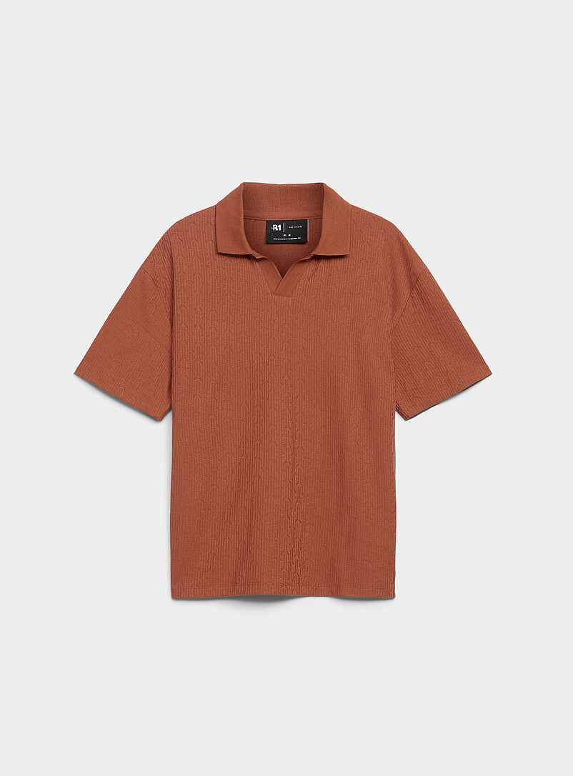 Johnny-collar textured jersey polo Comfort fit product image 2