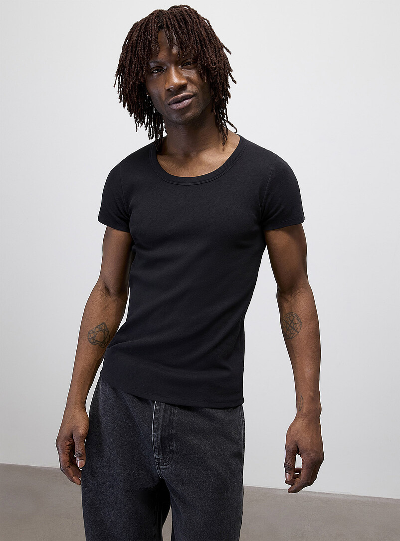 Scoop-neck ribbed jersey T-shirt product image (primary)