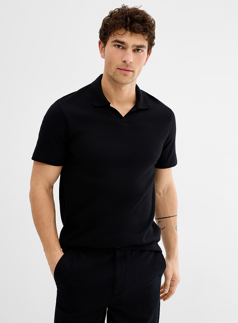 Waffled Johnny collar polo product image (primary)