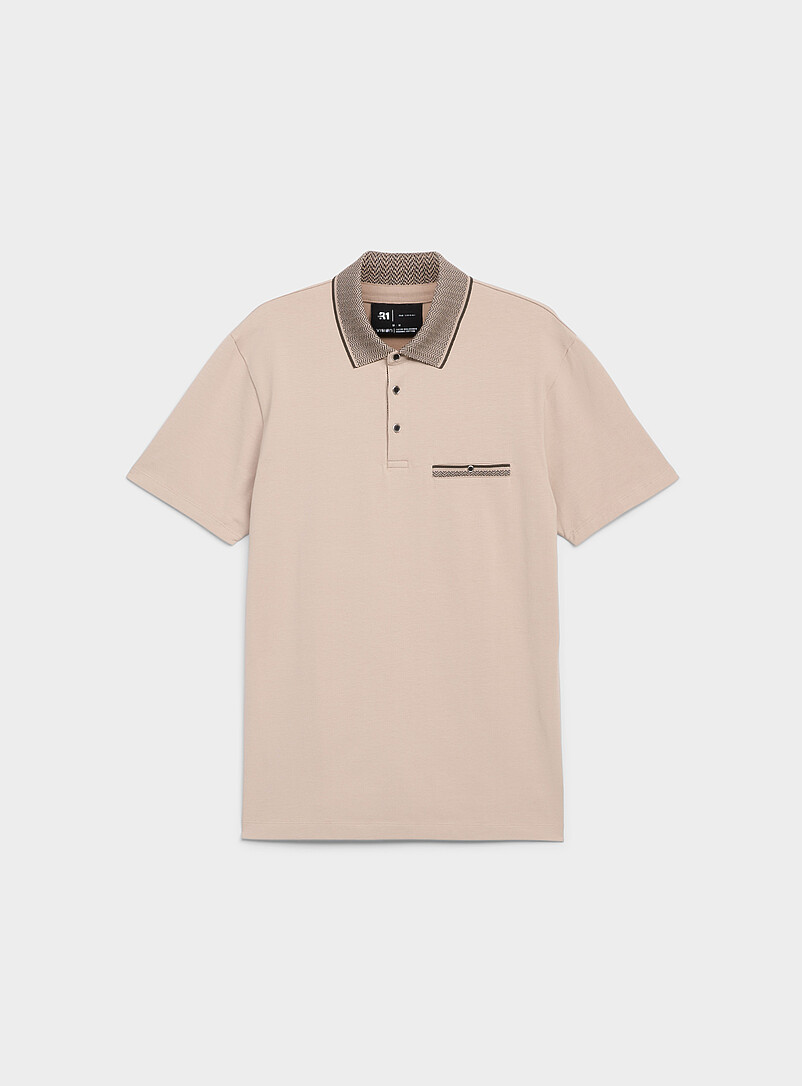 Herringbone-knit collar jersey polo product image (primary)