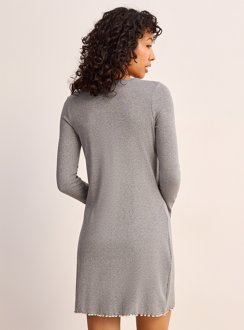 Wavy trim ribbed Henley collar nightgown product image 3