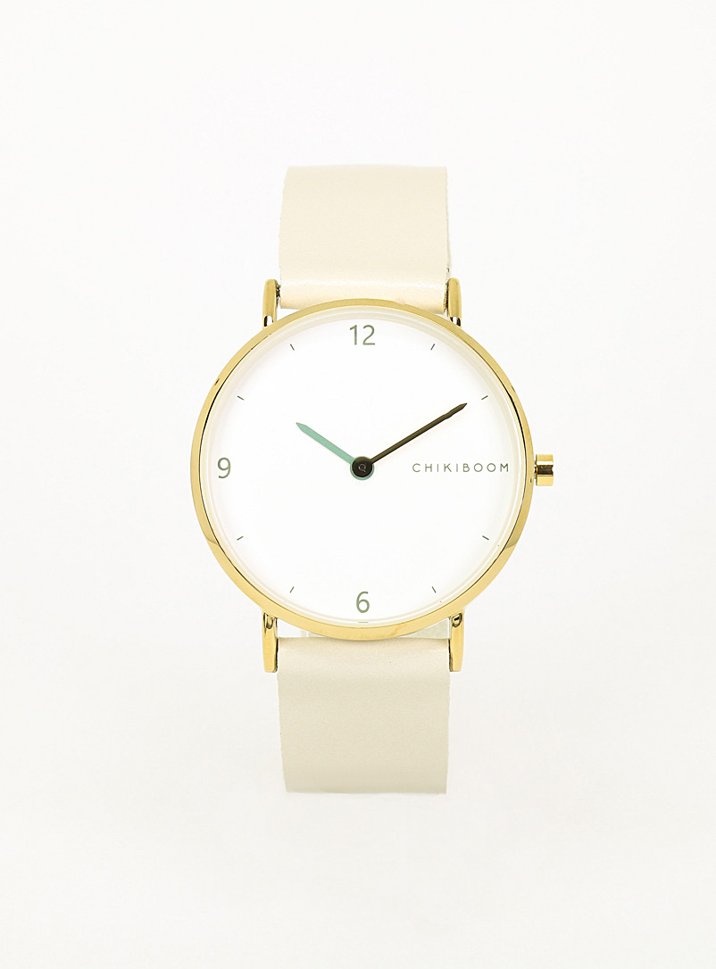 Chikiboom Glossy white 36 mm gold case watch Women