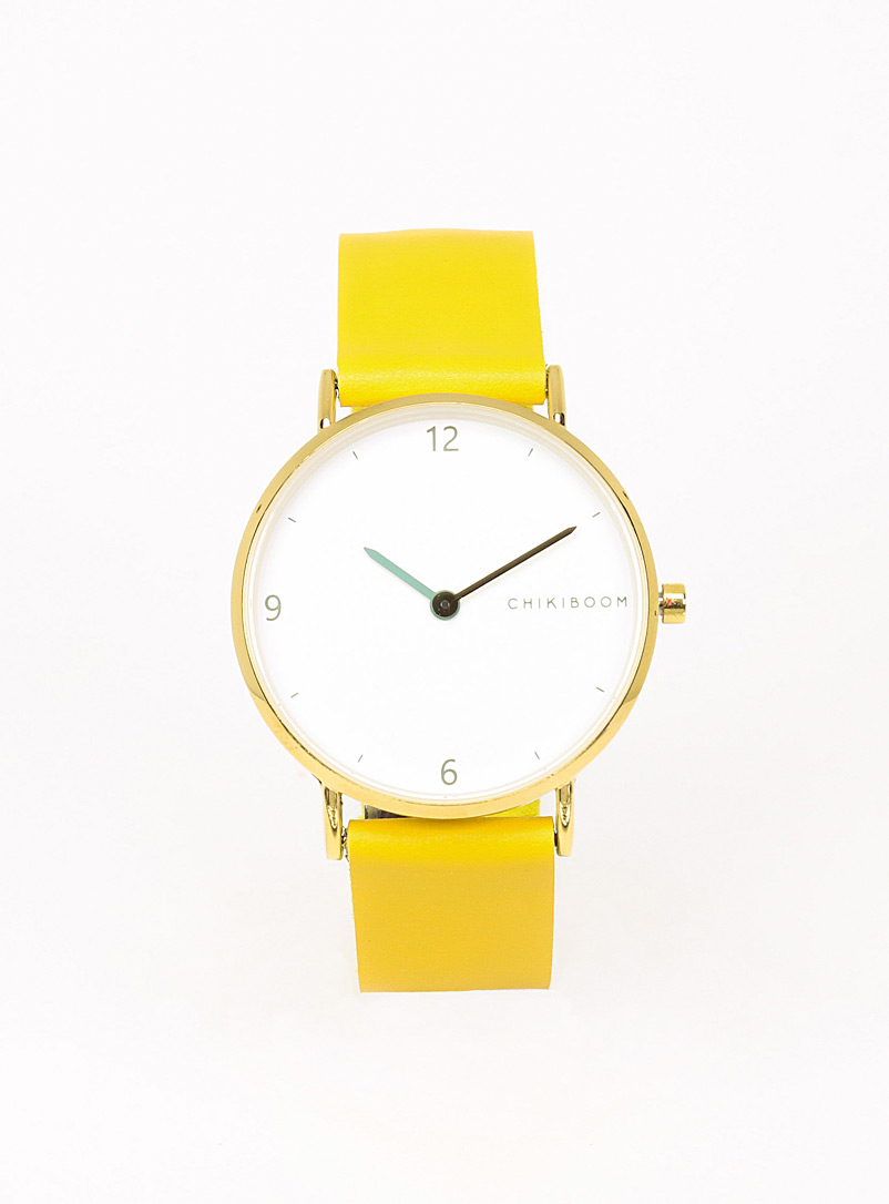 Chikiboom Mustard yellow 36 mm gold case watch Women