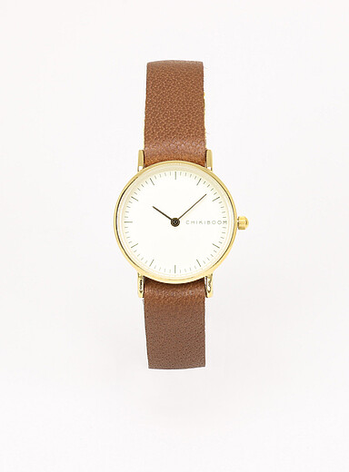 Chikiboom: La montre bo&icirc;tier dor&eacute; 26 mm Femme Noir