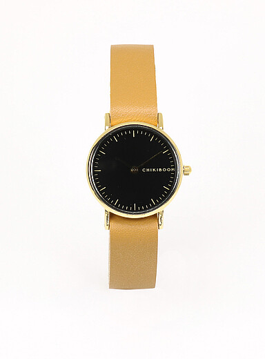 Chikiboom: La montre bo&icirc;tier dor&eacute; 26 mm Femme Noir