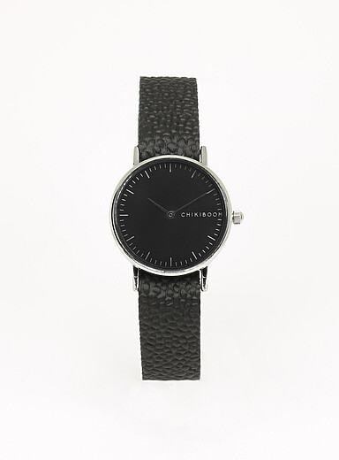 Chikiboom: La montre bo&icirc;tier argent&eacute; 26 mm Femme Noir