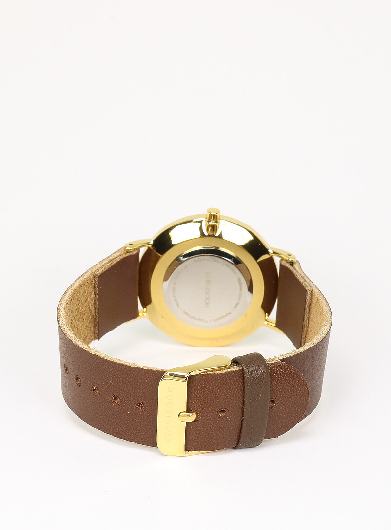 Chikiboom: La montre bo&icirc;tier dor&eacute; 36 mm Femme Vert bouteille - Sapin