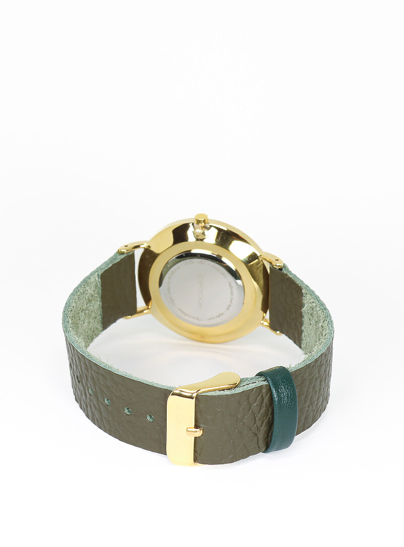 Chikiboom: La montre bo&icirc;tier dor&eacute; 36 mm Femme Vert bouteille - Sapin