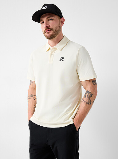 Malbon Golf: Le polo de golf logo brod&eacute; Fairway Ivoire - Beige cr&egrave;me pour 