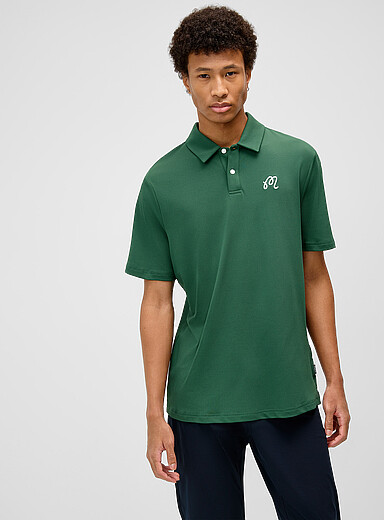 Malbon Golf: Le polo de golf logo brod&eacute; Fairway Vert pour 