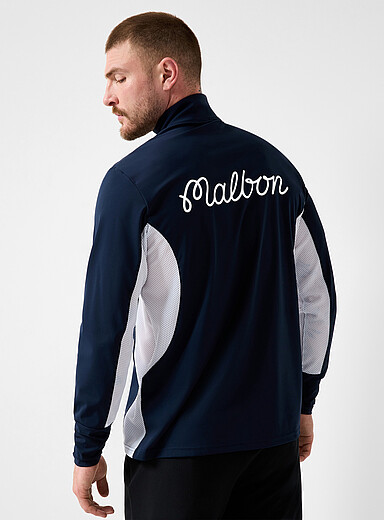 Malbon Golf: Le haut col zipp&eacute; maille filet Santiago Bleu marine - Bleu nuit pour 