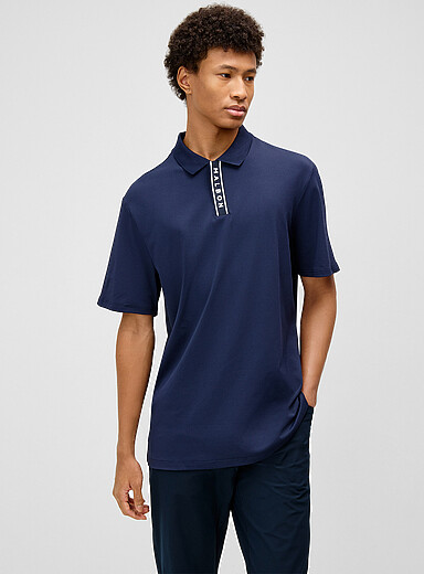 Malbon Golf Blue Signature button placket golf polo for error